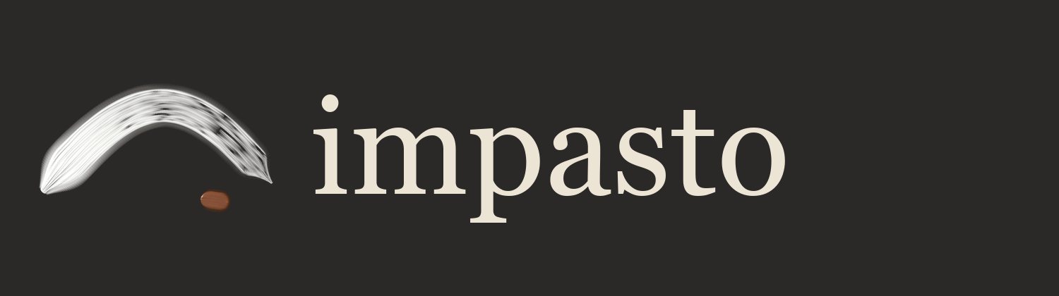 The logo is one loaded stroke of titanium white and a dab of burnt sienna, painted in the app itself.