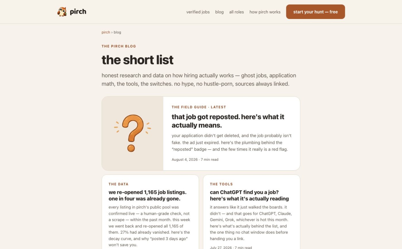 pirch · the short list