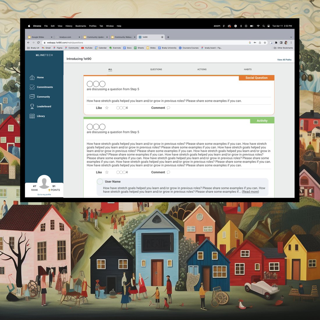 The same feed on the web app, built from the same components, so desktop stopped being the second-class version.