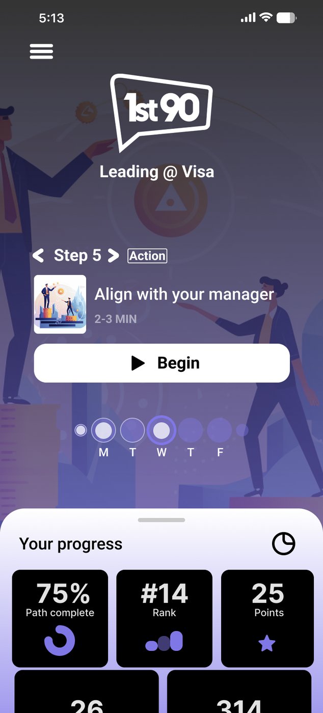 Weekday dots under the step